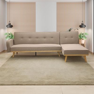 Empire FurnitureModern design Sofa Bed or Three seater L shape sofa MH-851 made with finest fabric with wooden legs and support this sofa can bed as well for 2 person SOFA (Light Brown)
