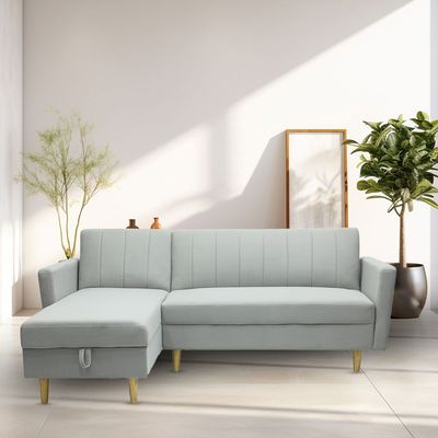 Luxe Comfort And Practicality Combined Mh-831-Grey L-Shaped Storage Sofa Bed - Ideal For Stylish And Functional Living Spaces (Grey)