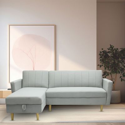 Luxe Comfort And Practicality Combined Mh-831-Grey L-Shaped Storage Sofa Bed - Ideal For Stylish And Functional Living Spaces (Grey)