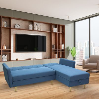 Luxe Comfort And Practicality Combined Mh-831-Grey L-Shaped Storage Sofa Bed - Ideal For Stylish And Functional Living Spaces (Blue)