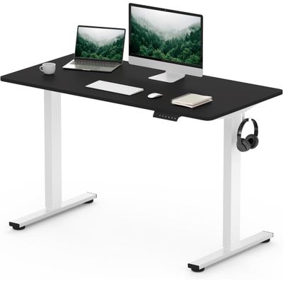 FlexiSpot Ergonomic Electric Standing Desk 120x75 cm Large Work Surface, Adjustable Sit-Stand Function, Smooth and Quiet Height Transition, Sturdy and Durable Frame Ideal for Home and Office - Charcoal Black