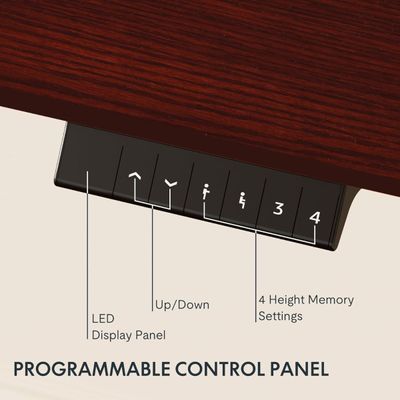 FlexiSpot Ergonomic Electric Standing Desk 120x75 cm Large Work Surface, Adjustable Sit-Stand Function, Smooth and Quiet Height Transition, Sturdy and Durable Frame Ideal for Home and Office - MIH Mahogany