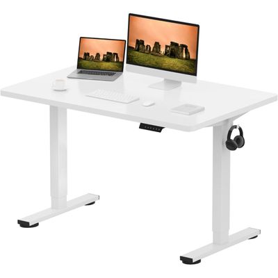 FlexiSpot Ergonomic Electric Standing Desk 120x75 cm Large Work Surface, Adjustable Sit-Stand Function, Smooth and Quiet Height Transition, Sturdy and Durable Frame Ideal for Home and Office - Premium White