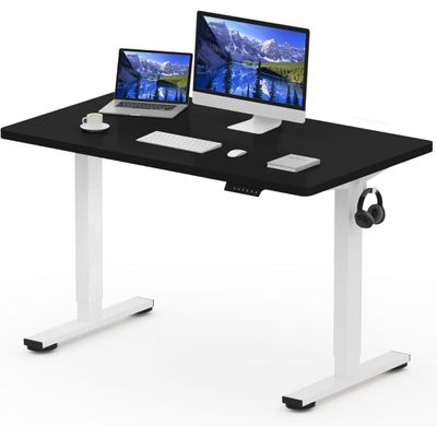 FlexiSpot Electric Standing Desk 121x60 cm with Height-Adjustable Spacious and Sit-Stand Desk with Quiet Motor, Durable Steel Frame, Ergonomic and Sturdy Workstation Ideal for Home and Office – Charcoal Black