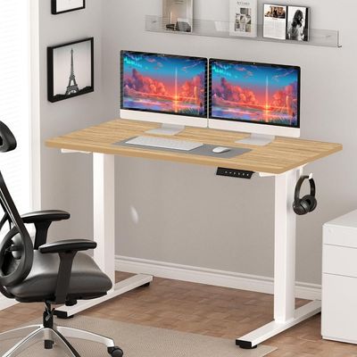 FlexiSpot Modern Height Adjustable Standing Desk 141x76 Sit-Stand Workstation Sturdy Steel Frame and Smooth Motorized Lift Ideal for Home and Office - Coco Bolo