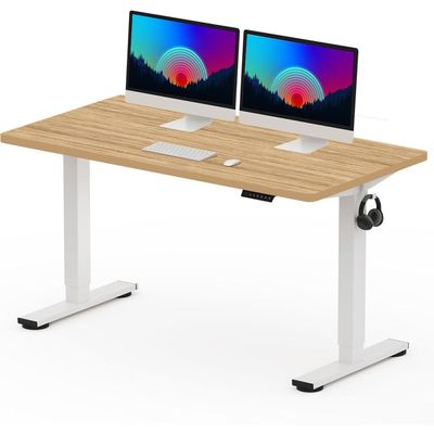 FlexiSpot Modern Height Adjustable Standing Desk 141x76 Sit-Stand Workstation Sturdy Steel Frame and Smooth Motorized Lift Ideal for Home and Office - Coco Bolo