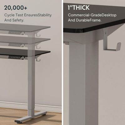 FlexiSpot Modern Adjustable Standing Desk Ergonomic 150x60 Sit-Stand Workstation with Electric Height Control, 4 Memory Setting, Sturdy Steel Frame and Spacious Desktop Ideal for Home and Office - Charcoal Black