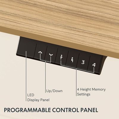 FlexiSpot Modern Standing Desk with Height Adjustable 150x65 cm, Electric Motor, 4 Memory Settings, Stable Steel Frame Workstation Ideal for Home and Office - Grey Whiteriver Oak and White