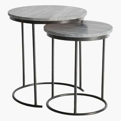 Nesting Set Of Two With Grey Top And Grey Base  - Grey