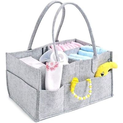 Baby Diaper Caddy Organizer Tote Bag With Handle (Grey) 
