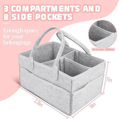 Baby Diaper Caddy Organizer Tote Bag With Handle (Grey) 
