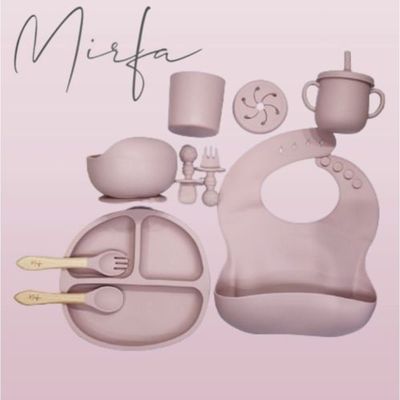 Baby Feeding 10 Pcs Silicone Set (Pink)