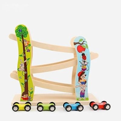Wooden Ramp Racer Track with 4 Mini Cars