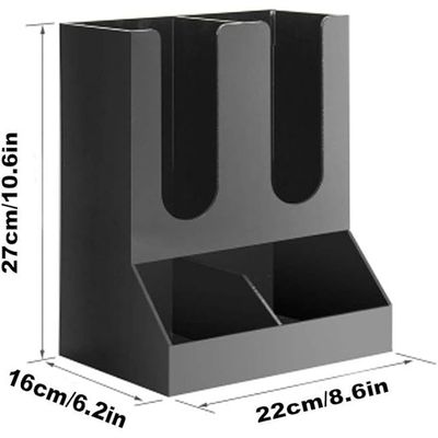 Disposable Paper Cup Holder, Paper Coffee Cup Holder Organizer, 4 Compartment Upright Breakroom Coffee Condiment, for Home, Office, Restaurants, black)