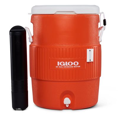 Igloo-10 Gallon Seat Top With Cup Dispenser - Orange 