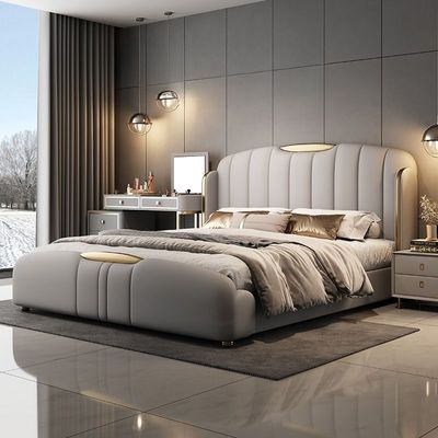 Modern Upholstered  Bed Frame with Headboard 200×200 - Super King Size