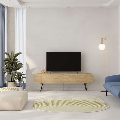 Mourah Capsule Tv Stand Up To 65 Inches With Storage - Sapphire Oak - 2 Years Warranty