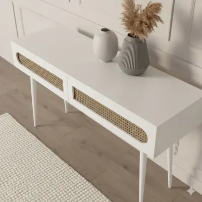 Sura Rattan Console Table White