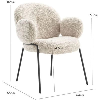 Italian Design Soft Comfort Boucle Dining Chair with Black Legs Modern Stylish Accent Chair for Elegant Living Rooms