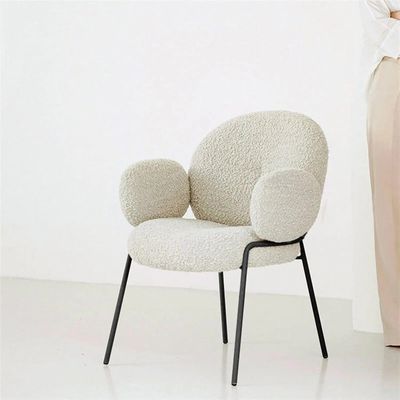 Italian Design Soft Comfort Boucle Dining Chair with Black Legs Modern Stylish Accent Chair for Elegant Living Rooms