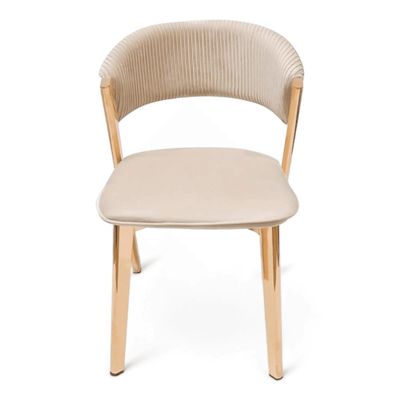 Wooden Twist Enclave Modern Curved Backrest Dining Chair with Metal Legs & Velvet Upholstery Armless Contemporary Seating for Restaurant, Kitchen or Dining Room