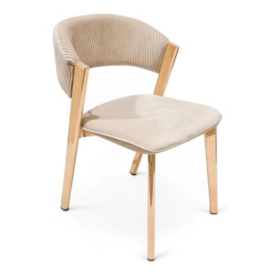 Wooden Twist Enclave Modern Curved Backrest Dining Chair with Metal Legs & Velvet Upholstery Armless Contemporary Seating for Restaurant, Kitchen or Dining Room