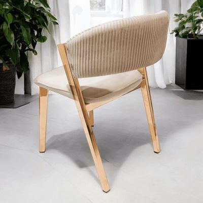 Wooden Twist Enclave Modern Curved Backrest Dining Chair with Metal Legs & Velvet Upholstery Armless Contemporary Seating for Restaurant, Kitchen or Dining Room