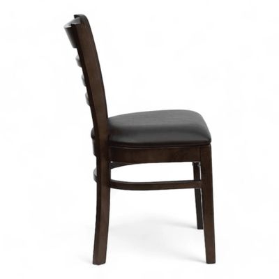 Wooden Twist Clumsy Ladder Back Restaurant Cafe Dining Chair Walnut Wood, Armless Comfortable Seating for Kitchen or Dining Room