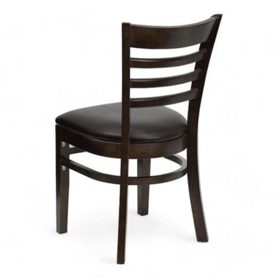 Wooden Twist Clumsy Ladder Back Restaurant Cafe Dining Chair Walnut Wood, Armless Comfortable Seating for Kitchen or Dining Room