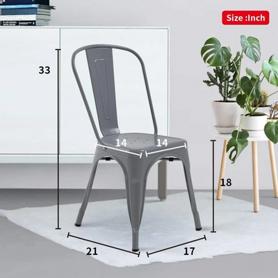 Wooden Twist Stackable Metal Outdoor & Indoor Tolix Side Cafe, Restaurant Kitchen Dining Chair ( Grey Pack of 1 )
