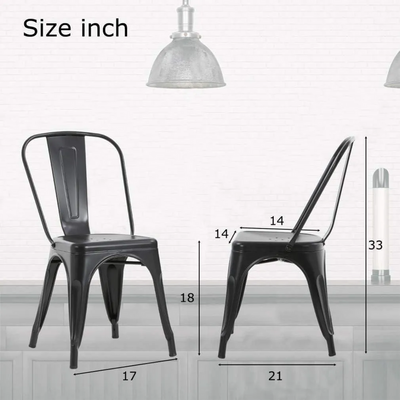 Wooden Twist Stackable Metal Outdoor & Indoor Tolix Side Cafe, Restaurant Kitchen Dining Chair ( Black Pack of 1 )