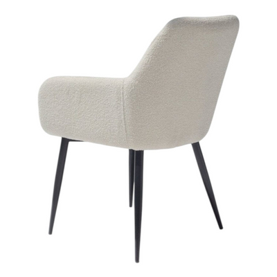 Wooden Twist Velubra Curved Modern Boucle Dining Chair Comfortable Seating for Kitchen, Dining Room