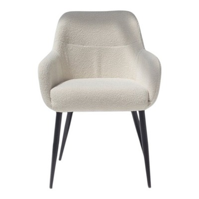 Velubra Curved Modern Boucle Dining Chair Comfortable Seating for Kitchen, Dining Room