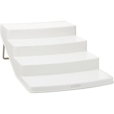 YouCopia SpiceSteps 12-Bottle Shelf Steps 4-Tier Spice Shelf Cabinet Organizer, Small With Labels, White, Size: 27.3x18.4x9.4 cm