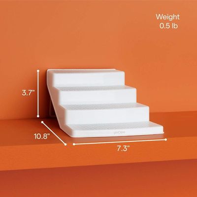 YouCopia SpiceSteps 12-Bottle Shelf Steps 4-Tier Spice Shelf Cabinet Organizer, Small With Labels, White, Size: 27.3x18.4x9.4 cm