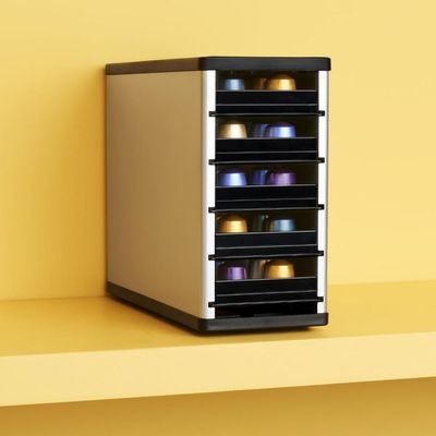 YouCopia Cafe Stack Nespresso Pod Storage Drawers Cabinet Organizer, 60 Capsules, 03601-03-ALM Black/Silver 27.7x11.4x22.6cm
