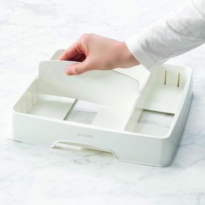 YouCopia StoraLid Adjustable Food Container Lid Organizer, Kitchen Cabinet Storage Rack for Lids, BPA-Free, Holds Round & Square Lids, Space-Saving, Medium Size- 50083