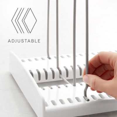 Youcopia Storemore Expandable Cookware Rack Adjustable Pan Organizer for Kitchen Cabinet Storage, Made from High-Quality Plastic and Steel, White