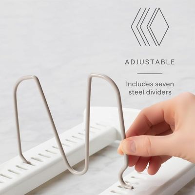 YouCopia StoreMore Adjustable Pot Lid Organizer, Space-Saving Rack for Kitchen Cabinet Storage, Sturdy, Non-Slip Design, Standard, White- 50159