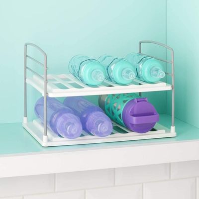 Youcopia Upspace Water Bottle Organizer, Adjustable Storage Rack for Kitchen Cabinet and Pantry Organization, 2-Shelf, Durable, Quick Set-Up, Non-Slip Feet