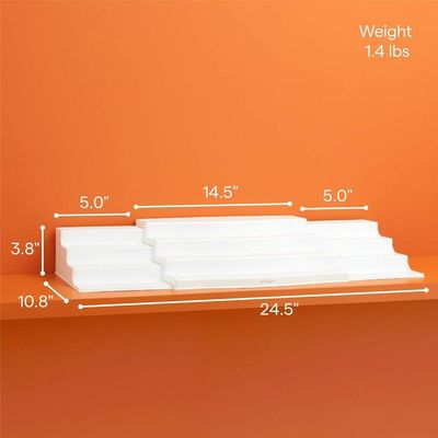 YouCopia ShelfSteps Expandable Spice Rack Organizer, 4-Tier Cabinet & Pantry Storage for 48+ Bottles, Space-Saving, Durable Plastic, Easy Set-Up, White