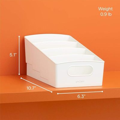 YouCopia ShelfBin 4-Tier Food Packet and Snack Organizer, Small, White – Divided Compartments for Pantry & Cabinet Storage, Built-in Handle, BPA-Free, 10.7" L × 6.3" W × 5.1" H