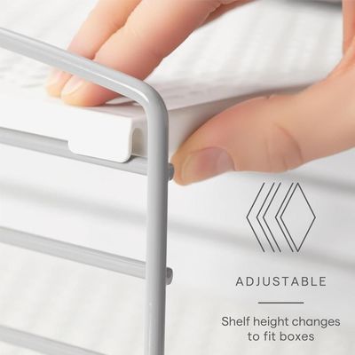 YouCopia UpSpace Adjustable Box Organizer for Foil, Wrap, and Kitchen Cabinet Storage, Original, Space-Saving Rack with Non-Slip Base, Easy Assembly, White