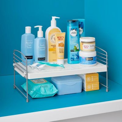 YouCopia Adjustable Kitchen Cabinet Shelf Organizer for Kitchen Counter, Cabinet Countertop Shelf Rack Organizer, Durable 9” x 16” Adjustable Shelf- 50240