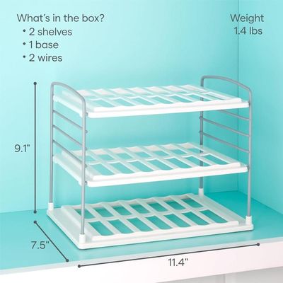 YouCopia UpSpace Water Bottle and Travel Mug Cabinet Organizer, Adjustable Storage Rack for Kitchen Organization, 3-Shelf, Size: 7.5"D x 11.4"W x 9.1"H