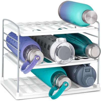 YouCopia UpSpace Water Bottle and Travel Mug Cabinet Organizer, Adjustable Storage Rack for Kitchen Organization, 3-Shelf, Size: 7.5"D x 11.4"W x 9.1"H
