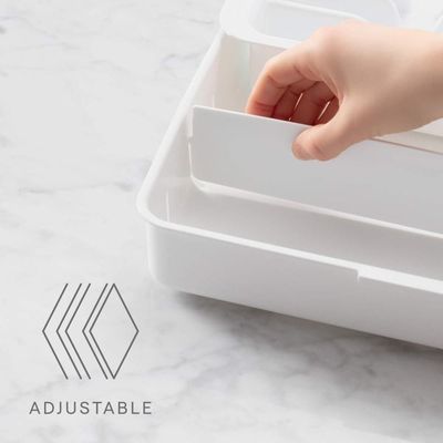 YouCopia Expandable Utensil Tray DrawerFit Organizer for Kitchen Drawer, Adjustable Flatware and Cutlery Storage, Durable & Easy to Clean, Non-Slip, BPA-Free, White