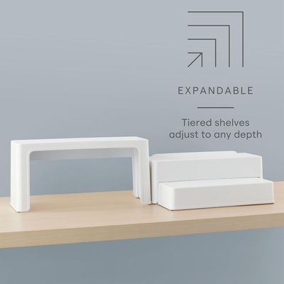 YouCopia ShelfSteps Can Organizer, 3-Tier Expandable Shelf for Pantry and Kitchen Cabinet Storage, Adjustable Can Rack, Maximizes Storage, Sturdy and Space-Saving, White