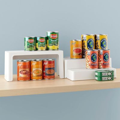 YouCopia ShelfSteps Can Organizer, 3-Tier Expandable Shelf for Pantry and Kitchen Cabinet Storage, Adjustable Can Rack, Maximizes Storage, Sturdy and Space-Saving, White