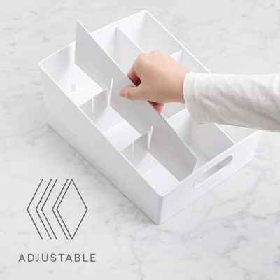 YouCopia ShelfBin 3-Tier Food Packet and Snack Organizer for Kitchen Cabinet and Pantry – Adjustable Dividers, Tiered Storage, Built-in Handle, BPA-Free Plastic, Medium, White
